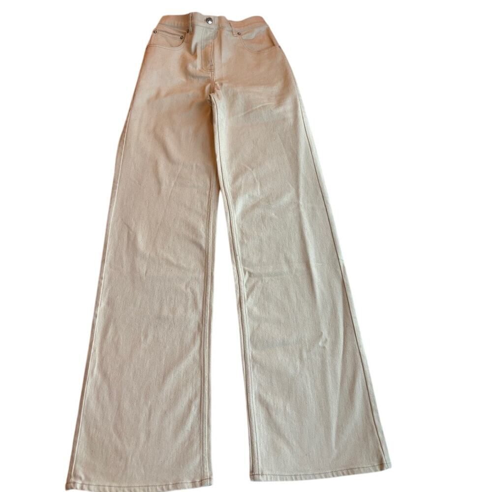 NWT Thakoon Beige Denim Pant Cotton Elastane ECRU Beige High Waist Elastic 2